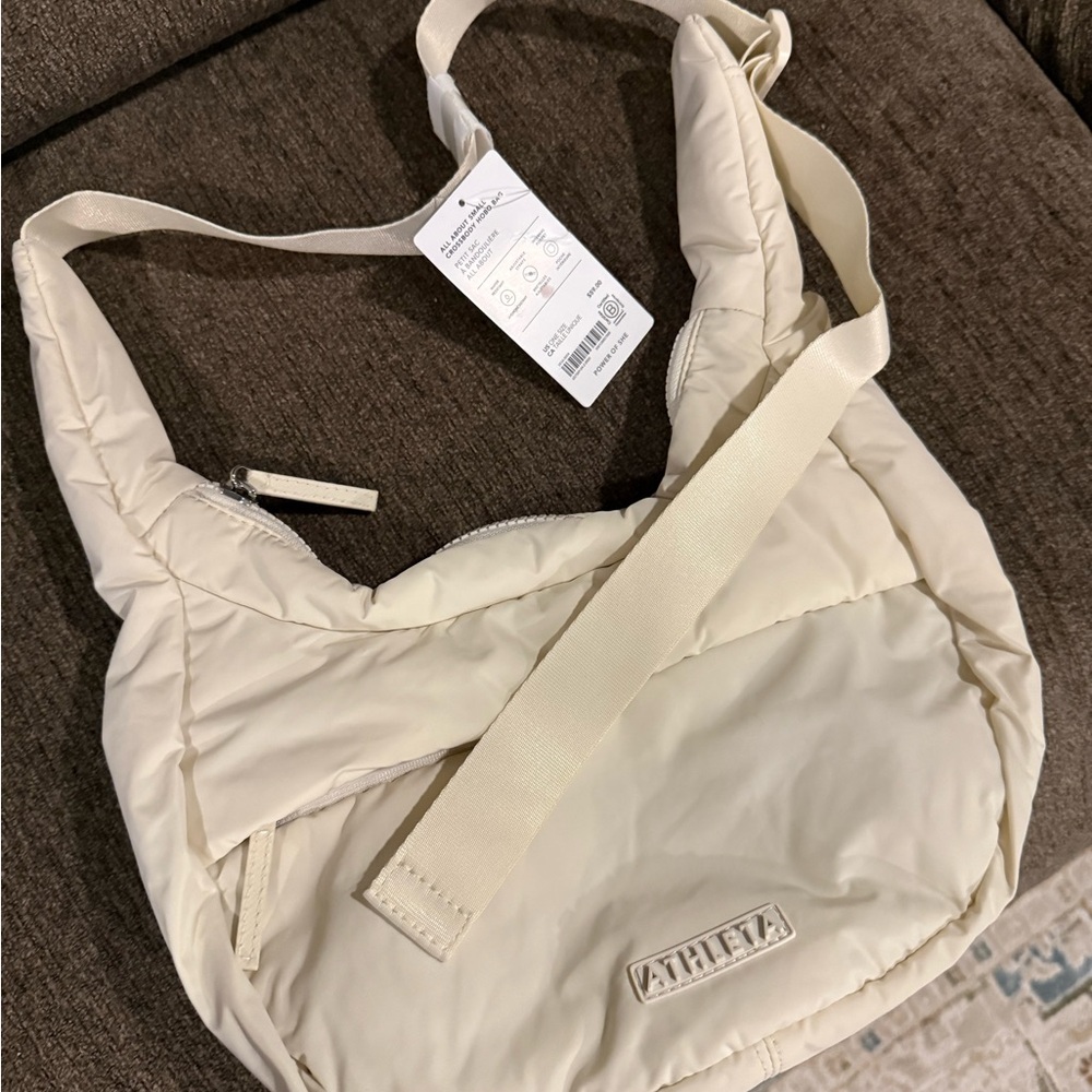 Athleta Cream Quilted Shoulder Bag